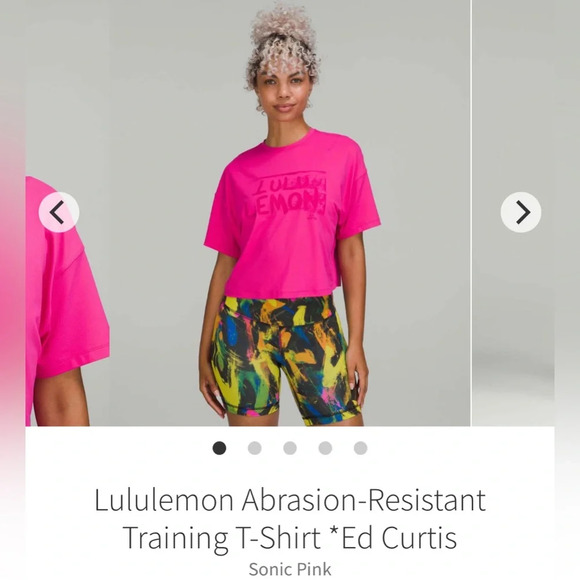 lululemon athletica Tops - Lululemon Abrasion-Resistant Training T-Shirt *Ed Curtis
Sonic Pink size 8